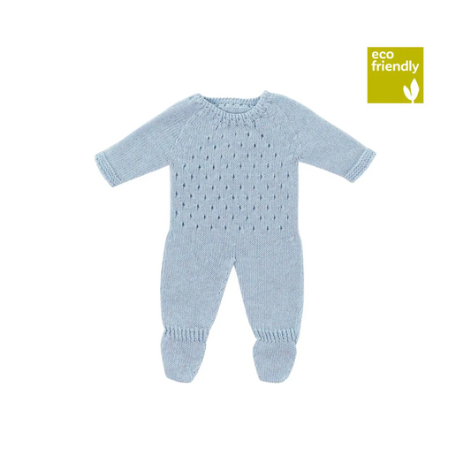 PYJAMA EN TRICOT BLEU POUR POUPÉE 38 CM