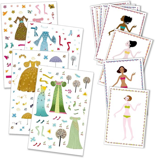 STICKERS ET PAPER DOLLS "ROBES 4 SAISONS"