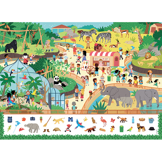 PUZZLE CHERCHE ET TROUVE "AU ZOO" 45 MCX