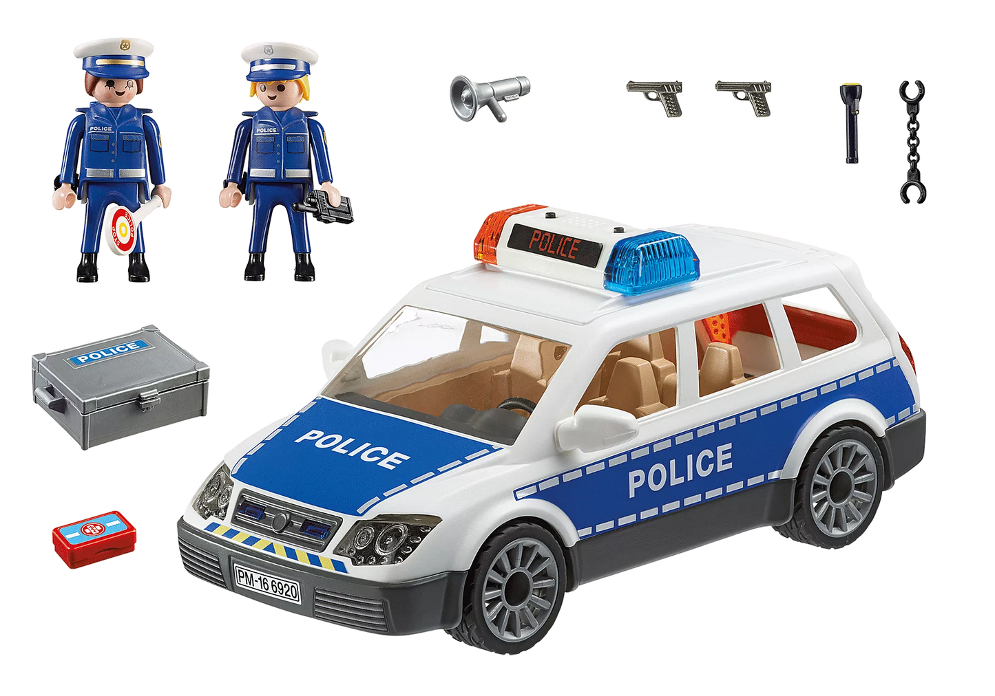 VOITURE DE POLICIERS AVEC GYROPHARES "CITY ACTION"