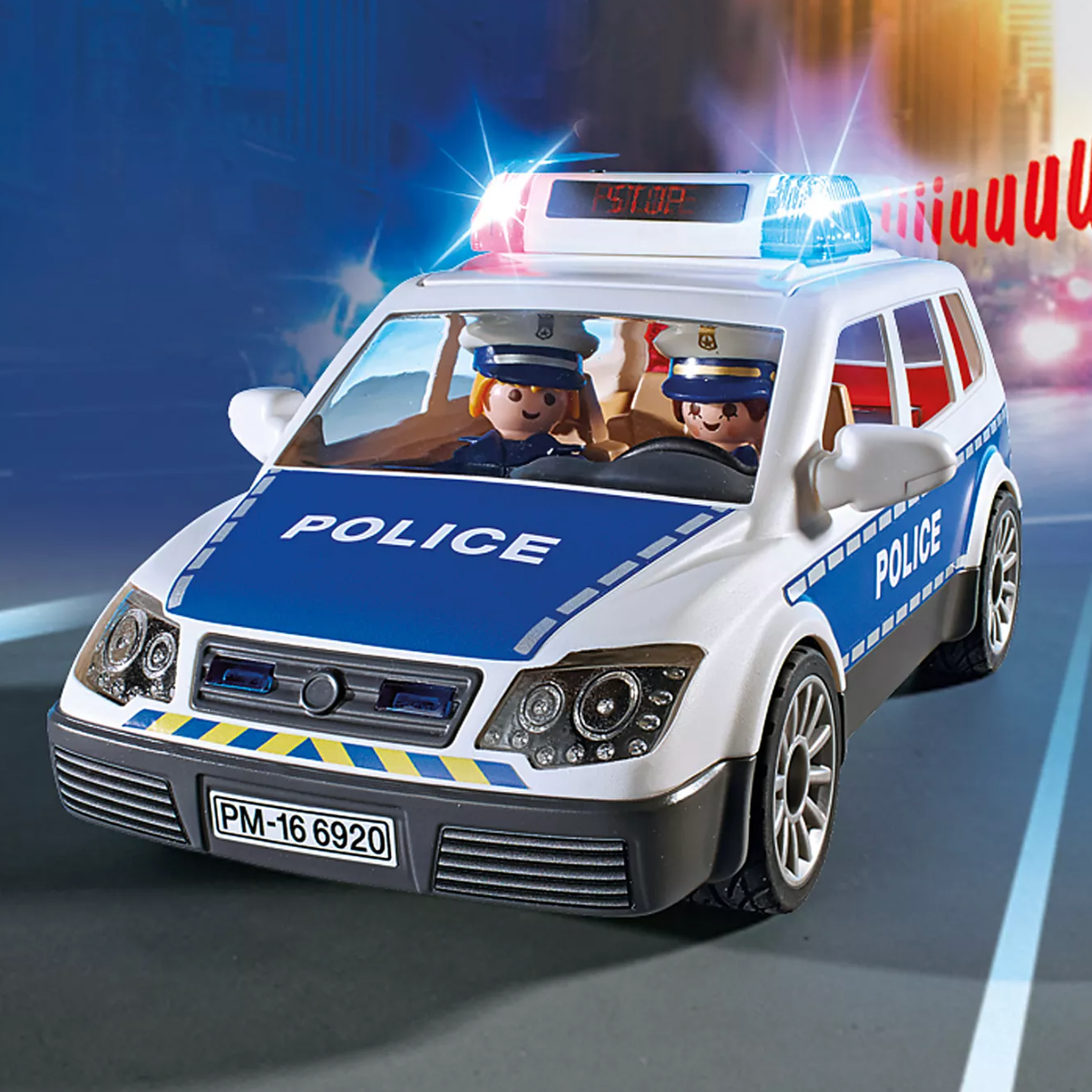 VOITURE DE POLICIERS AVEC GYROPHARES "CITY ACTION"