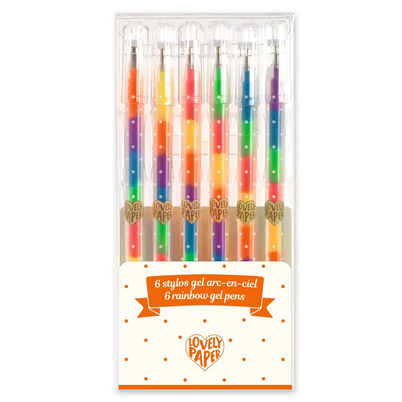 6 STYLOS GEL ARC EN CIEL