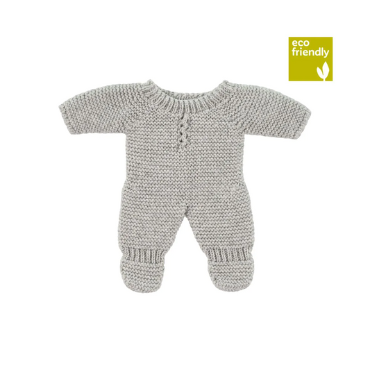 PYJAMA EN TRICOT GRIS POUR POUPÉE 21 CM